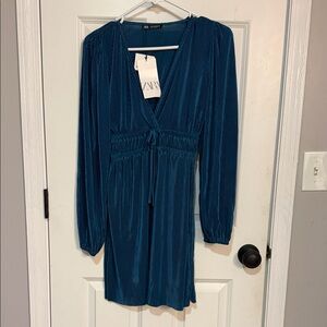 Zara V-neck long-sleeve mini dress